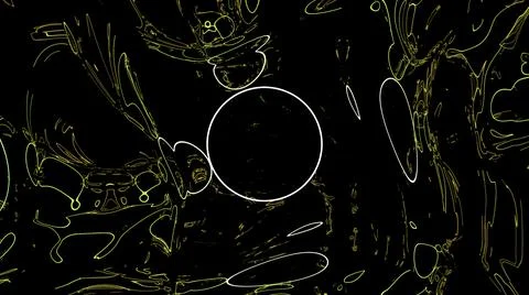 Black background.Design. Yellow rings on the background of clear water in Stock Illustration