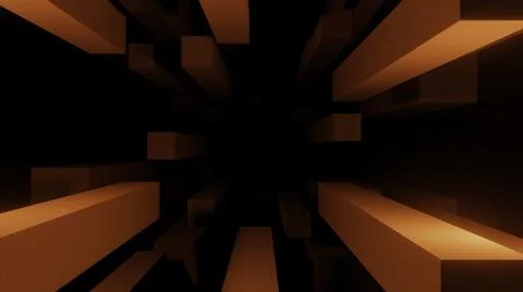 Black background.Design.Bright red rectangles in 3d format fly in a chaotic イラスト素材