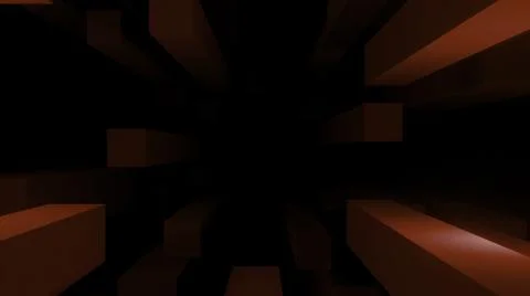 Black background.Design.Bright red rectangles in 3d format fly in a chaotic イラスト素材