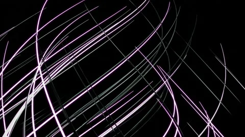 Black background.Design.Bright white swirling lines that move around the entire Stock Footage 196831973