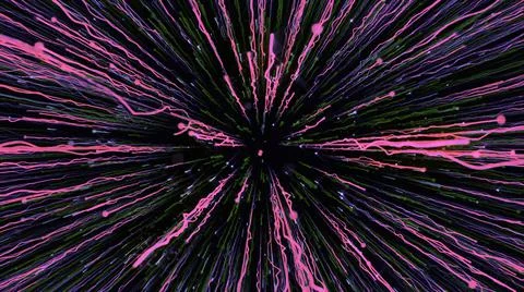 Black background.Motion.Thin bright lines of different colors that fly along the Illustrazione stock