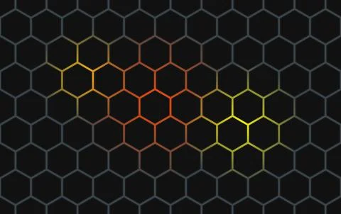 Black backlit geometric pattern of hexagons Stock Illustration