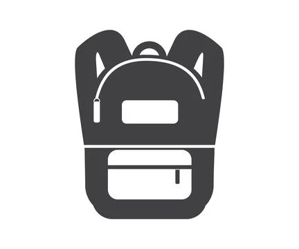 Black backpack design front logo design. Realistic youth pack of fabric. Stock Illustration