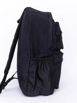 Black backpack, front angle view Stock Photos
