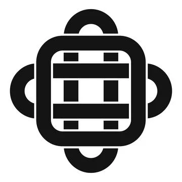 Black backpack with handles and horizontal stripes icon simple style Illustration