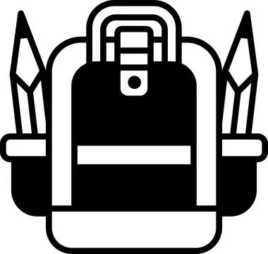 A black backpack with a pencil Stock Illustration