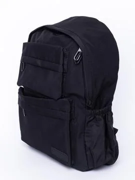 Black backpack, three-quarter view Stock-Fotos
