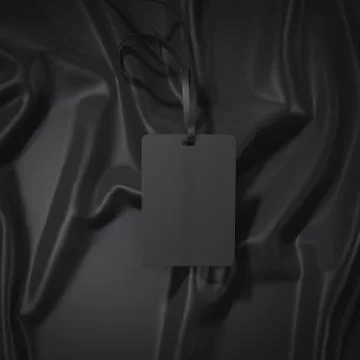 Black badge with ribbon. 3d rendering Stock Illustration