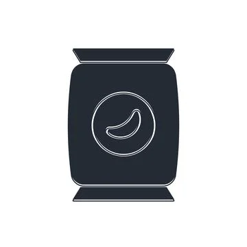 Black Bag or packet potato chips icon isolated on white background.  Vector Stock Illustration