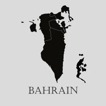 Black Bahrain map - vector illustration Stock Illustration