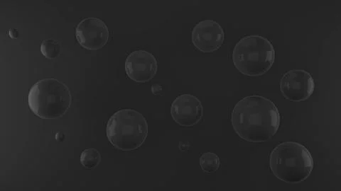 Black ball on a black background,soap bubbles,3d rendering Stock Photos