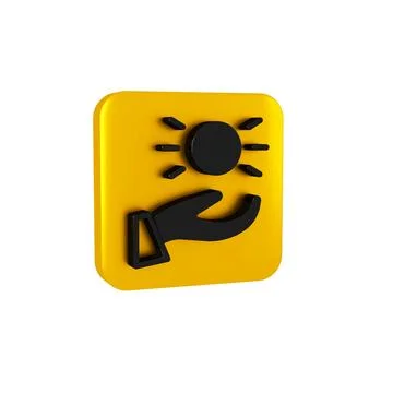 Black Ball levitating above hand icon isolated on transparent background. Lev Ilustração Stock