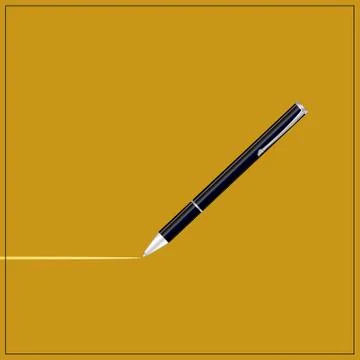Black ballpoint pen icon. Vector. Shiny metal. Written illustration. Stock Illustration