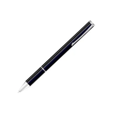 Black ballpoint pen icon. Vector. Shiny metal. Written illustration. Stock Illustration