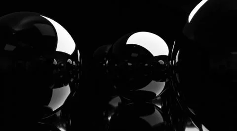Black balls with reflection macro black texture background 3d render Stock Illustration