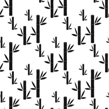 Black bamboo seamless pattern vector,bamboo tree , leaves, branches 스톡 일러스트