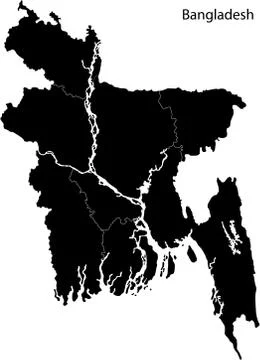 Black Bangladesh map Stock Illustration
