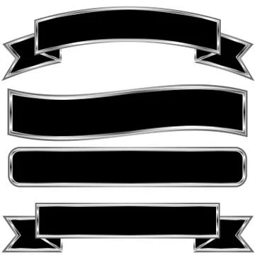 Black Banner Icon Set Stock Illustration