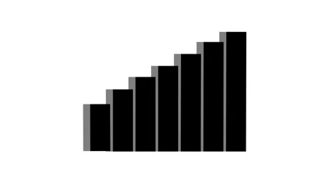 Black Bar Chart Graph with Increasing Levels and Shadow on White Background.. Stock Footage 332992640