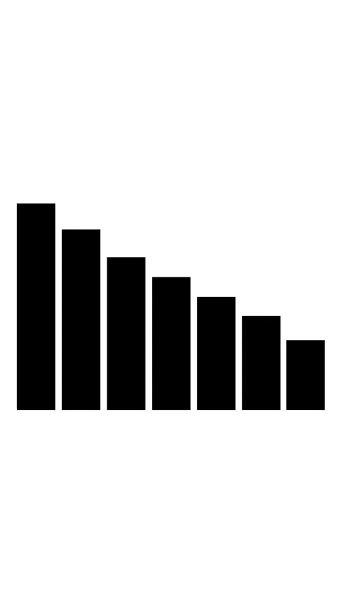Black bar chart graph showing decreasing levels on white background. Bar gr.. Stock Footage 344844108