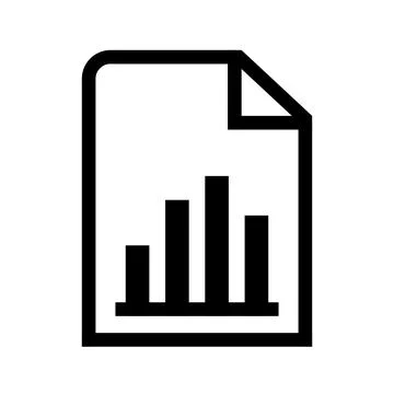 Black bar chart icon on a document page isolated on transparent background Stock Illustration