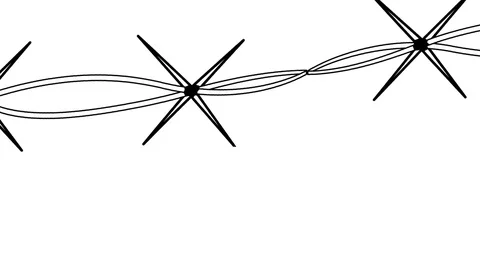 Black barbed wire on a white background. Stock-Footage 124199717