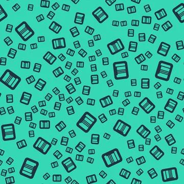 Black Barcode icon isolated seamless pattern on green background. Vector イラスト素材