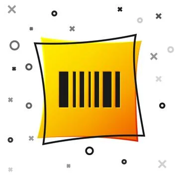 Black Barcode icon isolated on white background. Yellow square button. Vector 스톡 일러스트
