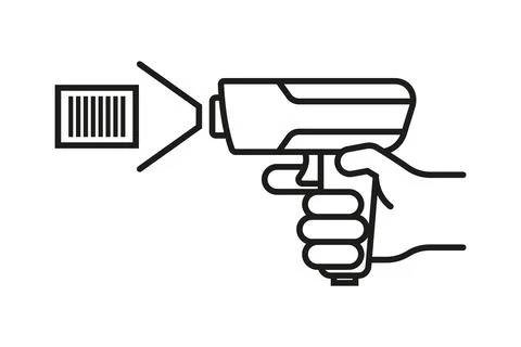 Black barcode scanner icon. Illustrazione stock