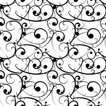 Black baroque seamless pattern in victorian style Stock Illustration