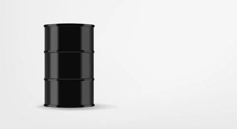 Black barrel with fuel. 3d vector banner with copy space Иллюстрация
