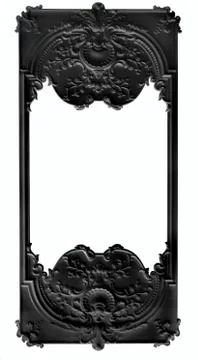 Black bas relief frame over white background Foto stock