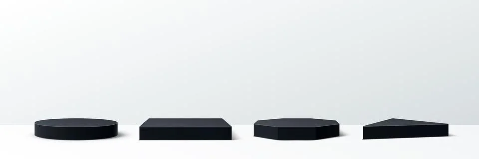 Black base podium, 3d vector geometric platforms 스톡 일러스트