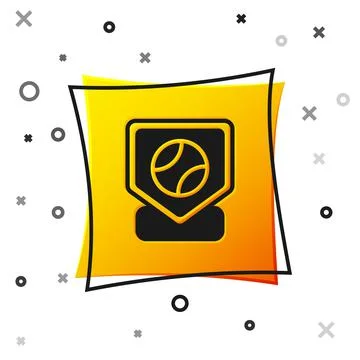 Black Baseball base icon isolated on white background. Yellow square button Stock Illustration