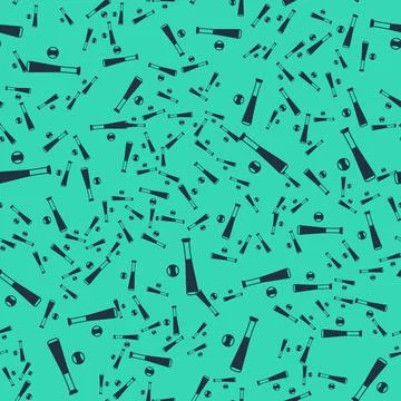 Black Baseball bat with ball icon isolated seamless pattern on green background Stock Illustration