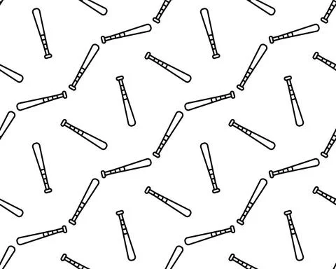Black baseball bat pattern repeat seamless in black color for any design. Vec Stock Illustration