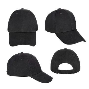 Black baseball cap 4 view isolated Stock Photos
