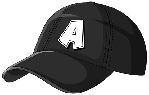 Black Baseball Cap with Letter A Design Stock Illustration