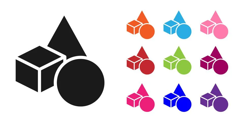Black Basic geometric shapes icon isolated on white background. Set icons Illustrazione stock