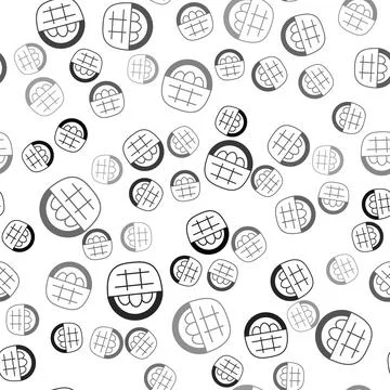 Black Basket with easter eggs icon isolated seamless pattern on white backgro Stock Illustration