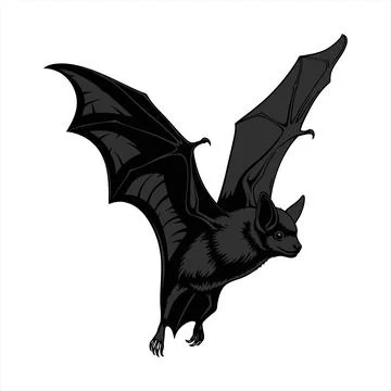 Black bat flying with wings spread wide vector Stock Illustration