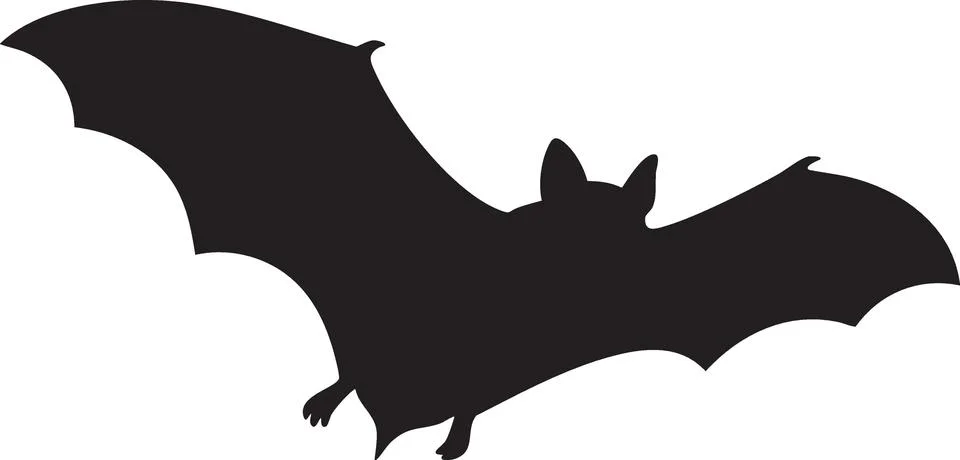 Black Bat Silhouette in Flight Stock Illustration