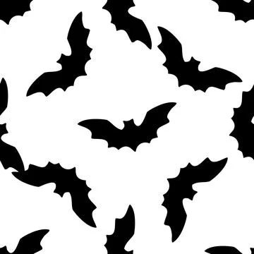 Black bat silhouette pattern for Halloween. A seamless pattern of a soaring bat Stock Illustration