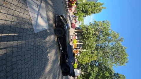 Black Batman's car in the Six Flags Great Adventure park. Vertical video Stock Footage 250199943