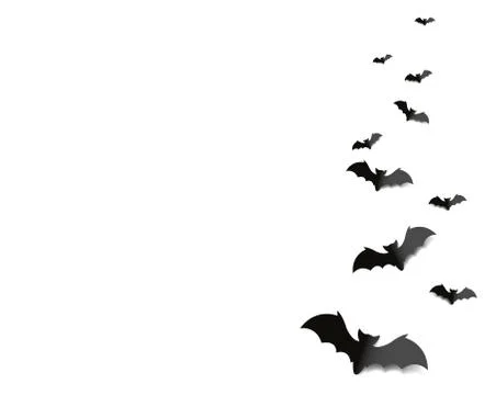 Black Bats Isolated White Background Stock-Illustration