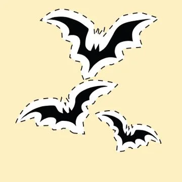 Black bats label sticker Stock Illustration