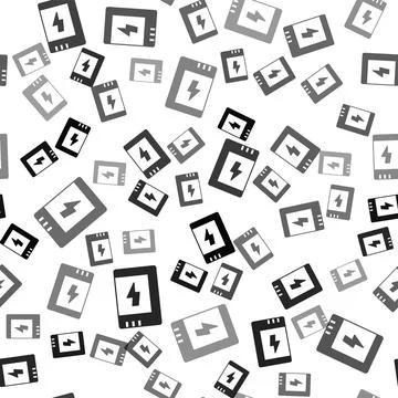 Black Battery for camera icon isolated seamless pattern on white background イラスト素材