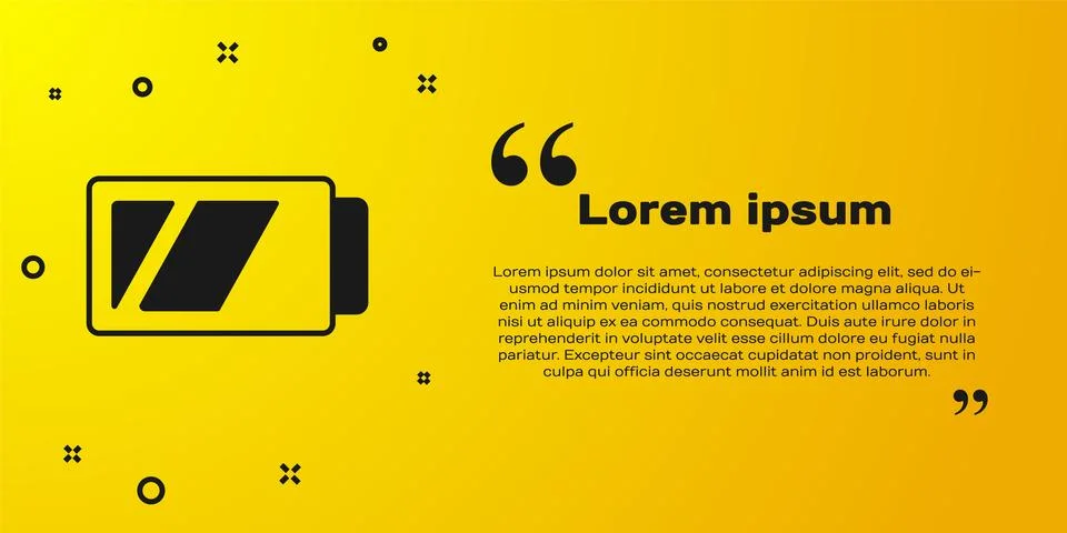 Black Battery for camera icon isolated on yellow background. Lightning bolt s Stock-Illustration