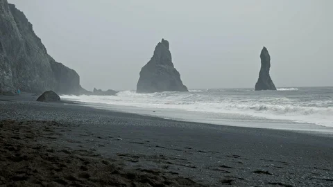 Black beach on Iceland Stock Footage 104510273