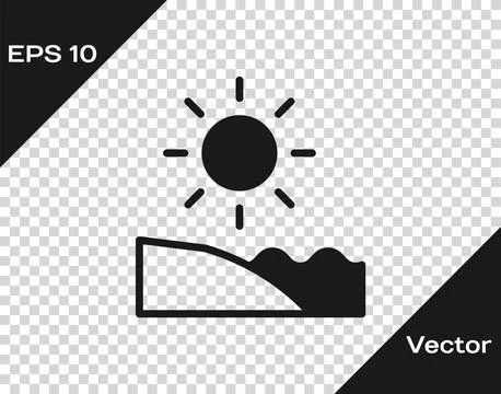 Black Beach icon isolated on transparent background. Tropical beach landscape Illustration